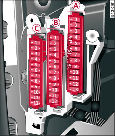 Dash panel (driver's side): Fuse carrier with plastic frames